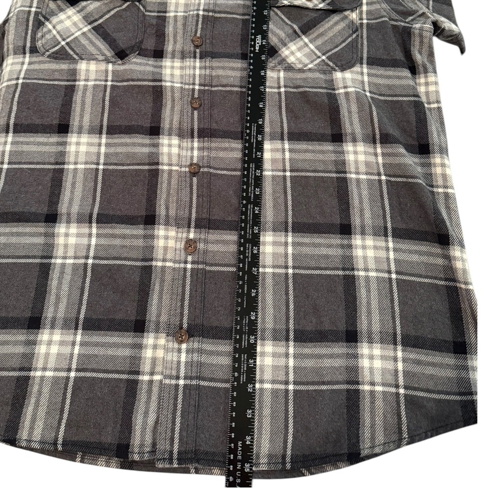 Duluth Trading Co Burlyweight Free Swingin' Flannel Shirt XXL Tall Gray Plaid - Picture 7 of 7